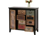 Cassettiera HWC-O63, Mobile Cassettiera Portaetichette Modello Vintage Shabby, Legno 80X91X40Cm ~ Corpo Nero