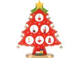 Albero Di Natale In Legno Decorazione Da Tavolo Con Mini Ornamenti Per Ornamento Rosso
