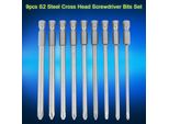 9Pcs S2 Acciaio Croce Testa PH1 PH2 Bit Cacciavite Set 1/4Inch Hex Shank 100Mm