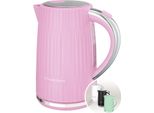 Bollitore Eden Raspberry Da 1,7L Dal Design Retrò Con Accenti In Acciaio Inossidabile, Filtro Anticalcare, Apertura Del Coperchio Con La Semplice Pressione Di Un Pulsante, Indicatore Del Livello Dell'acqua, Senza Bpa, Base A 360°