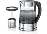 Bollitore In Vetro Con Impostazione Della Temperatura E Colino Per Il Tè - Design In Vetro Fumé -1,7 L 40-100 °C - Acciaio Inox Senza Bpa - Funzione Keep Warm - Impugnatura Cool-Touch