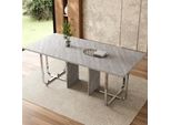 Tavolo Da Pranzo Sweiko, L180Xl80Xh75Cm, Tavolo Da Pranzo Moderno, Tavolo Da Pranzo Robusto, Gambe In Metallo, Grande Tavolo Da Pranzo, Tavolo Da Pranzo Rettangolare, Tavolo Da Pranzo Per 6 Persone, Tavolo Da Pranzo Moderno Semplice, Grigio + Argento
