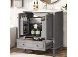 Sweiko 76X46X87Cm Mobile Da Bagno A Pavimento Con Lavabo, Lavabo, Gambe In Legno Massiccio, Completamente Laccato, Resistente All'umidità E All'acqua, Ampio Spazio Di Archiviazione, Lavabo In Ceramica Integrato, Grigio