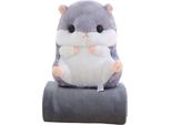 Kruzzel 25638 Morbido Criceto Di Peluche - Cuscino Con Coperta 3 In 1, Grigio