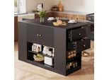 Sweiko Isola Da Cucina Moderna, Mobile Da Cucina, Mobile Buffet, Mobile Da Cucina Con Cassetti E Ripiani, Credenza Per Cucina E Sala Da Pranzo, Nero