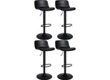 Set Di 4 Sgabelli Da Bar - Sgabelli Alti, Altezza Della Seduta Regolabile E Schienale Confortevole | Colore: Nero