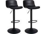 Set Di 2 Sgabelli Da Bar In Ecopelle - Sgabelli Moderni - Altezza Della Seduta Regolabile. Colore: Nero