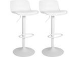 Set Di 2 Sgabelli Da Bar In Ecopelle - Sgabelli Moderni - Altezza Della Seduta Regolabile. Colore: Bianco
