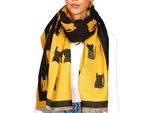 Brubaker Cashmirillo Sciarpa Da Donna Con Motivo A Gatto - 70 X 200 Cm - Calda E Accogliente - Sciarpa Da Donna Per L'autunno E L'inverno, Giallo