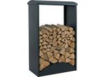 Stoccaggio Legna Da Ardere HWC-P77, Camino / Rack Legna Da Ardere Stoccaggio Legno Legno Rifugio All'aperto In Metallo 160X98X50Cm ~ Verde