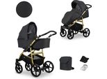 Passeggino Kunert Mata 2In1 In Antracite/Grafite Con Telaio Oro - Passeggino Sicuro E Confortevole Per Genitori Attenti Allo Stile