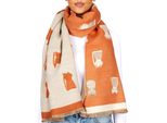 Brubaker Cashmirillo Sciarpa Da Donna Con Motivo A Gatto - 70 X 200 Cm - Calda E Accogliente - Sciarpa Da Donna Per L'autunno E L'inverno, Arancione