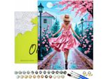 Pittura Per Numeri Adulti Donna Sentiero Delle Rose 50X40 - 30 Colori Acrilici, Tela Con Telaio In Legno, 3 Pennelli E Accessori Oh Art!