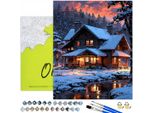 Pittura Per Numeri Adulti Paesaggio Casa Sul Fiume 50X40 - 29 Colori Acrilici, Tela Con Telaio In Legno, 3 Pennelli E Accessori Oh Art!