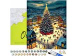 Dipingere Con I Numeri Adulti Abete Di Natale 50X40 - 25 Colori Acrilici, Tela Con Telaio In Legno, 3 Pennelli E Accessori Oh Art!