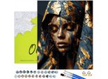 Painting By Numbers Adult Woman Mystic Gold 50X40 - 27 Colori Acrilici, Tela Con Telaio In Legno, 3 Pennelli, Accessori, Vernice Oro Oh Art!