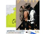 Dipingere Con I Numeri Adulti E Bambini Persone Coppia Amore 50X40 - 32 Colori Acrilici, Tela Con Telaio In Legno, 3 Pennelli, Accessori, Vernice Oro Oh Art!