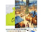 Pittura Per Numeri Adulti Mercatino Di Natale 50X40 - 34 Colori Acrilici, Tela Con Telaio In Legno, 3 Pennelli E Accessori Oh Art!