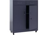 Armadio Per Archiviazione HWC-O89, Armadio Per Ufficio In Acciaio, Ruote, Cassetti Con Serratura In Metallo 116X90X40Cm ~ Grigio Scuro