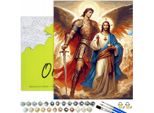 Pittura Per Numeri Adulti Religione Gesù Arcangelo Michele 50X40 - 32 Colori Acrilici, Tela Con Telaio In Legno, 3 Pennelli E Accessori Oh Art!