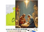 Pittura Per Numeri Adulti Religione Notte Santa 50X40 - 33 Colori Acrilici, Tela Con Telaio In Legno, 3 Pennelli E Accessori Oh Art!