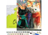 Dipingere Con I Numeri Adulti E Bambini Animali Gatti Natale 50X40 - 40 Colori Acrilici, Tela Con Telaio In Legno, 3 Pennelli E Accessori Oh Art!