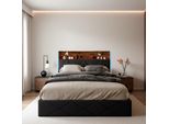 Letto Idraulico Proximax 140×200 Cm - Pelle Nera Pu, Testata Con Vano Contenitore, Led E Connessione Usb, Contenitore Sotto Il Piano Di Appoggio - Ideale Per La Camera Da Letto