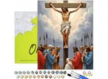 Pittura Per Numeri Adulti Religione Gesù Croce 50X40 - 33 Colori Acrilici, Tela Con Telaio In Legno, 3 Pennelli E Accessori Oh Art!