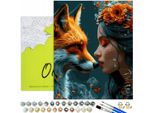 Dipingere Con I Numeri Adulti E Bambini Animali Volpe Ragazza 50X40 - 32 Colori Acrilici, Tela Con Telaio In Legno, 3 Pennelli E Accessori Oh Art!