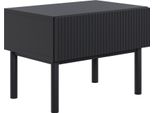 Selsey Veldio New - Comodino Con Frontale Scanalato E Cassetto, Nero, 50 Cm