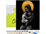 Paint By Numbers Adult Religion Madonna Gold 50X40 - 16 Colori Acrilici, Tela Con Telaio In Legno, 3 Pennelli, Accessori, Vernice Oro Oh Art!