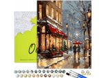 Pittura Per Numeri Adulti City Winter Walk 50X40 - 26 Colori Acrilici, Tela Con Telaio In Legno, 3 Pennelli E Accessori Oh Art!