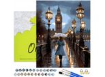 Pittura Per Numeri Adulti City Of London Walk 50X40 - 32 Colori Acrilici, Tela Con Telaio In Legno, 3 Pennelli E Accessori Oh Art!