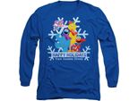 Sesame Street - Maglietta "Happy Holidays"" Per Uomo/Donna Unisex, Manica Lunga TV27086 (Xl) (Blu Reale)"