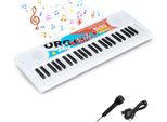 Costway Kids Piano Keyboard, Tastiera Elettrica Portatile A 49 Tasti Con Microfono, 8 Ritmi, 8 Suoni E 10 Demo Per Bambini Dai 3 Anni In Su, Bianco