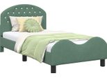 Vidaxl Struttura Letto Per Bambini Con Testiera Verde Mare 80 X 160 Cm In Velluto
