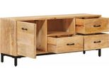 Vidaxl Porta Tv Marrone 110 X 30 X 46 Cm In Legno Massiccio Di Mango