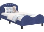 Vidaxl Struttura Letto Per Bambini Con Testata Blu Polizia 80 X 200 Cm Velluto
