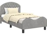 Vidaxl Struttura Letto Per Bambini Con Testata Grigio Chiaro 80 X 160 Cm In Velluto