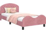 Vidaxl Struttura Letto Per Bambini Con Testiera Rosa 90 X 200 Cm In Velluto