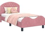 Vidaxl Struttura Letto Per Bambini Con Testiera Rosa 80 X 160 Cm In Velluto
