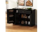 Cassettiera Merax, Con 3 Ante, 1 Cassetto, Mobile Buffet Moderno Per Sala Da Pranzo, Soggiorno, 107 Cm (B）) Cassettiera, Nero