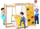 Costway 171X109X110,5 Cm Struttura Da Arrampicata Per Interni, Scala Da Arrampicata 6In1, Corda Da Arrampicata, Roccia Da Arrampicata, Scivolo, Barra Per Scimmie E Canestro Da Basket Per Bambini 3+ Colorato