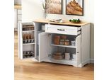 Cassettiera Merax, Con 3 Ante, 1 Cassetto, Mobile Buffet Moderno Per Sala Da Pranzo, Soggiorno, 107 Cm (B）) Cassettiera, Bianco+Naturale