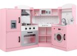 Costway Angolo Cucina, Cucina Per Bambini Con Lavello, Gelatiera, Forno, Pentole, Luci E Suoni, Cucina Per Bambini, Cucina In Legno Per Bambini 3+Rosa