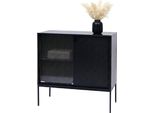 Cassettiera HWC-O90, Credenza Credenza Alta, Scomparti Industriali Porte Scorrevoli Metallo 85X80X45Cm ~ Nero