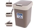 Orion | Cestino Per Rifiuti - 12 L - Marrone - Compatto Con Coperchio A Cerniera - Ideale Per Bagno, Ufficio E Piccole Cucine - Cestino Per Rifiuti