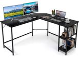 Costway Scrivania A L, Scrivania Angolare Con 2 Ripiani, Scrivania Angolare Con Ripiano Estraibile, Scrivania Per Computer Da Gioco, Scrivania Per Ufficio In Casa, Nero