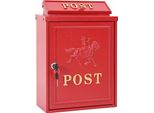 Vidaxl Cassetta Postale A Muro Rossa 29 X 13 X 41 Cm In Fusione Di Alluminio