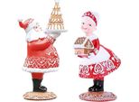 Confezione Da 2 Decorazioni Natalizie In Pan Di Zenzero: Babbo Natale, Babbo Natale E Babbo Natale Figura In Resina Sintetica, Rosso